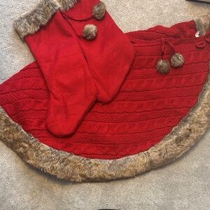 Kohl's Red Holiday Decor Set with Faux Fur Trim set